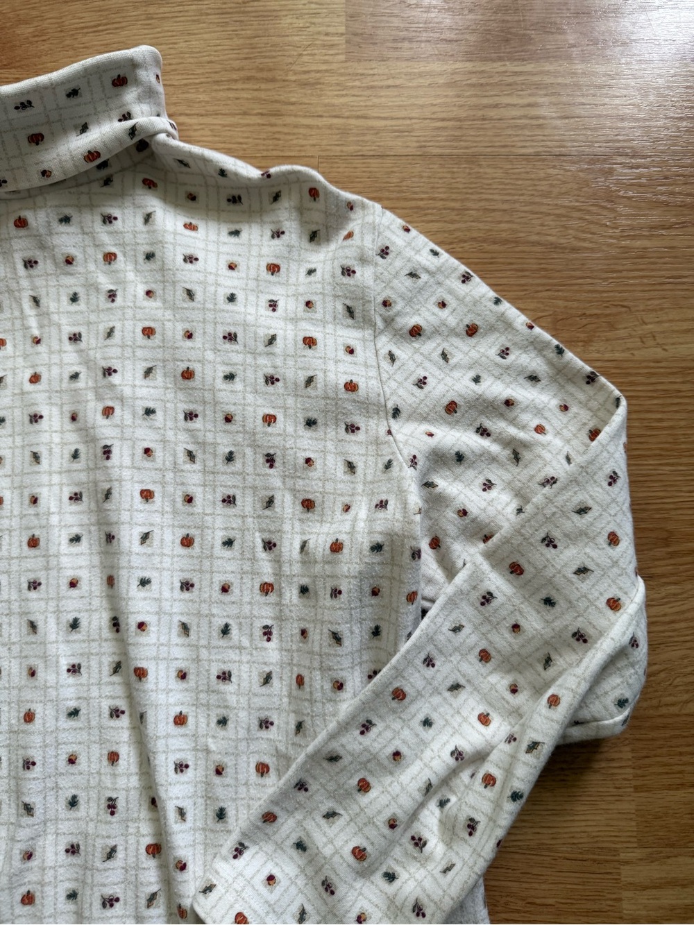 Vintage 90s Croft & Barrow Pumpkin Fall Grid Print Turtleneck PXL